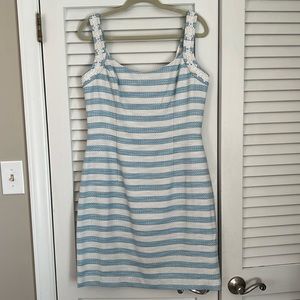 NWT Lilly Pulitzer, Pearl Embellished blue and white dress